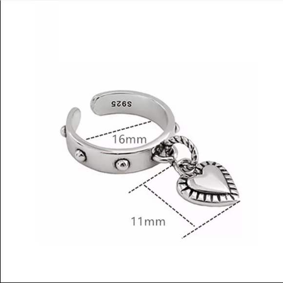 𝅺💎NEW 925 Sterling Silver Heart Charm Ring - Picture 4 of 6